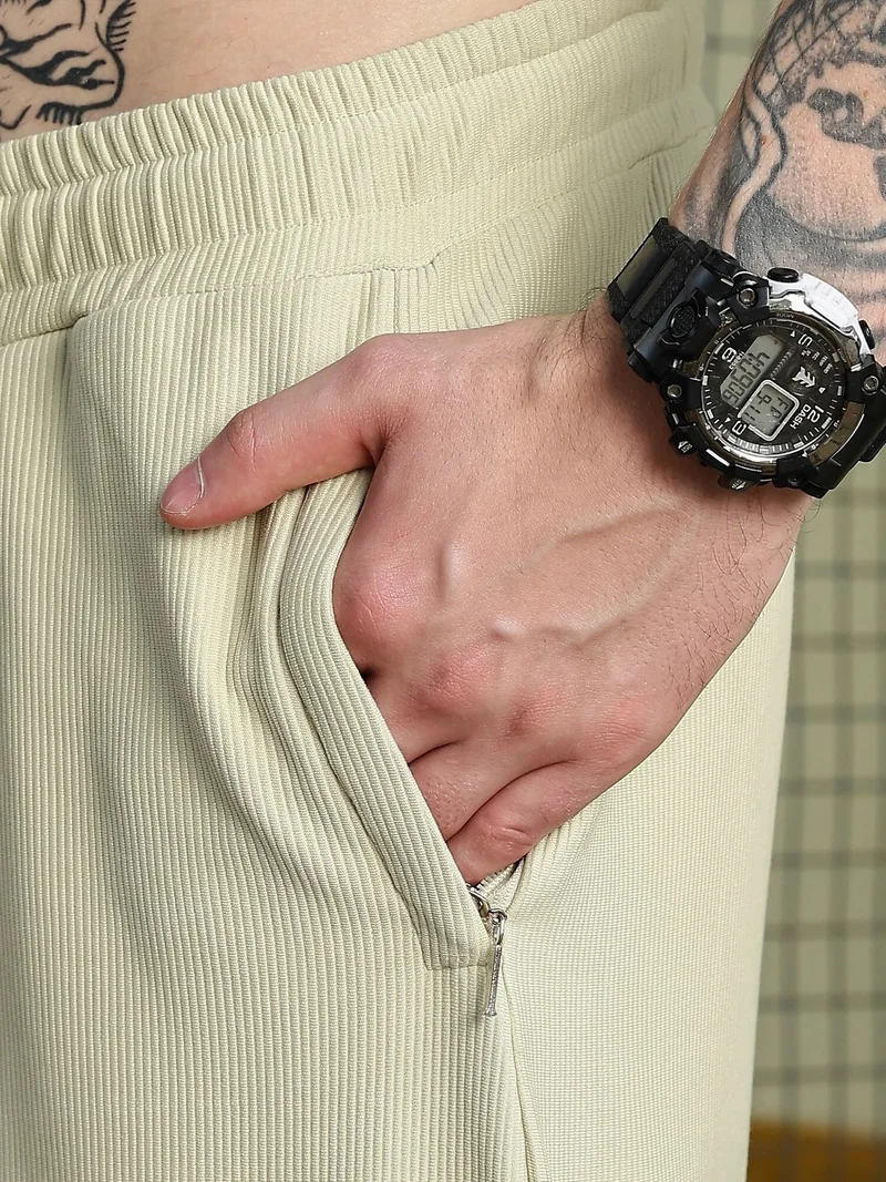Maniac  Maniac Mens Solid Biscuit Corduroy Fabric Cargo for Men | Best Price UAE